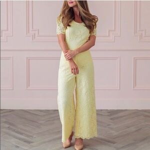Rachel Parcell Yellow Lace Wide-Leg Pants